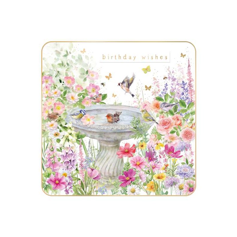 Garden Bird Bath Birthday Greeting Card