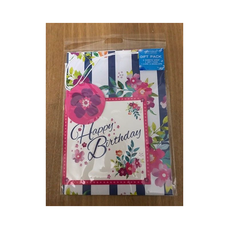 Floral Gift Wrap Pack and Card