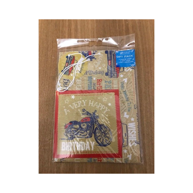 Motorbike Gift Wrap Pack and Card